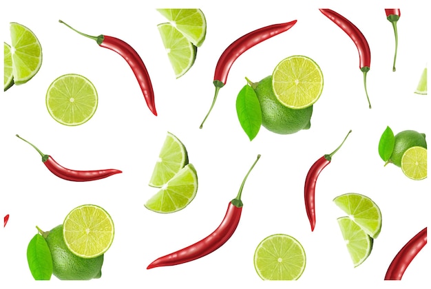 patrón de limón y chile limón realista rojo verde amarillo