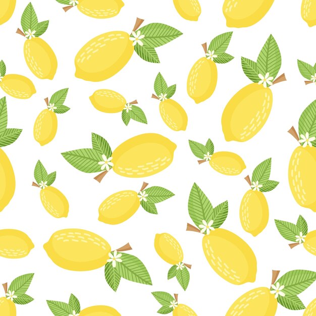 Patrón de limón sin costuras. Fondo brillante para imprimir sobre tela, papel tapiz y papel. Vector