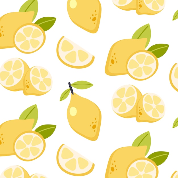 Patrón de limón sin costuras Ilustración vectorial dibujada a mano para el fondo de pantalla tropical de la cubierta romántica de verano