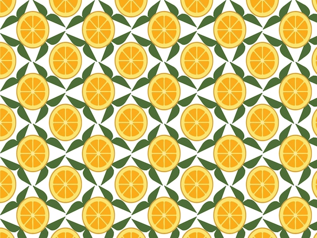 un patrón de limón y naranja en una pared con hojas verdes