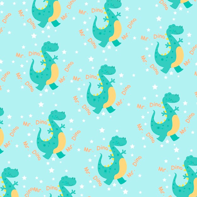 Patrón lindo dino con estrellas