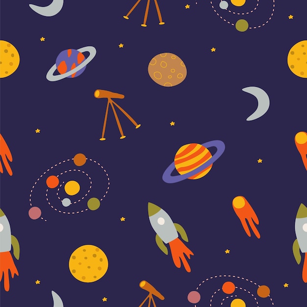 el patrón lindo de los elementos del espacio ilustración vectorial