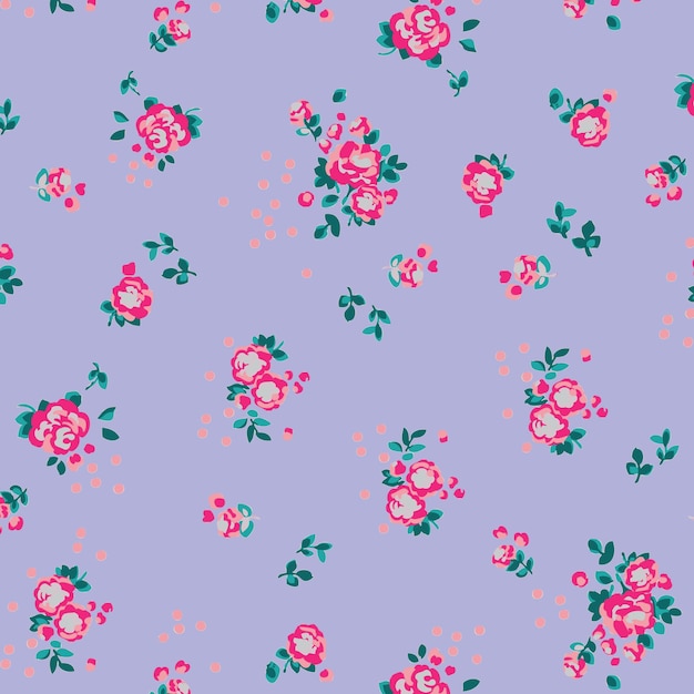 Patrón lindo en flor pequeña. Pequeñas flores de colores. Fondo floral ditsy para estampados de moda.