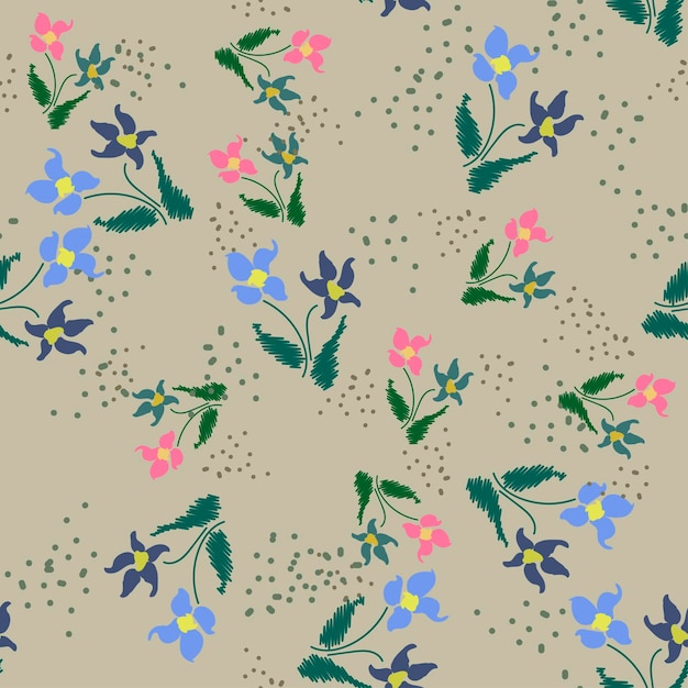 Patrón lindo simple en pequeñas flores. Millefleurs shabby chic. Fondo floral transparente para vestido, fabricación, fondos de pantalla, impresión, papel de regalo y álbumes de recortes.
