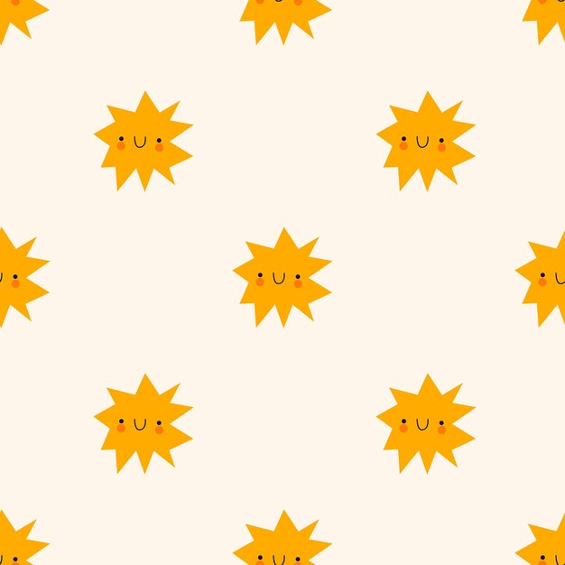 Patrón lindo vector con estrella amarilla Fondo soleado de dibujos animados
