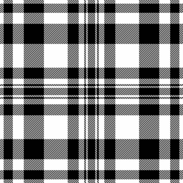 Patrón de línea de fondo textil vector de negocio de comprobación sin costuras tela de textura de habitación tartan a cuadros en colores blanco y negro