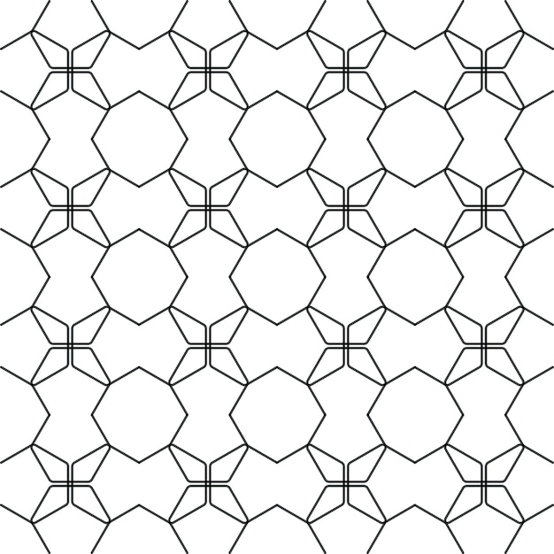 Patrón de línea hexagonal Repetir adorno Color blanco y negro
