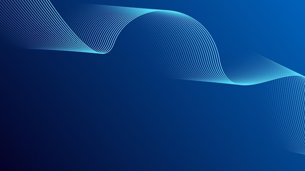 patrón de línea de onda azul abstracto en fondo azul oscuro concepto de tecnología futurista traje para cartel portada folleto sitio web
