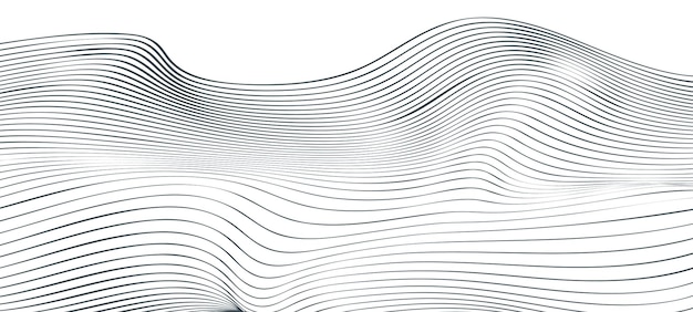 Patrón de línea de onda dinámica de visualización de datos en blanco y negro