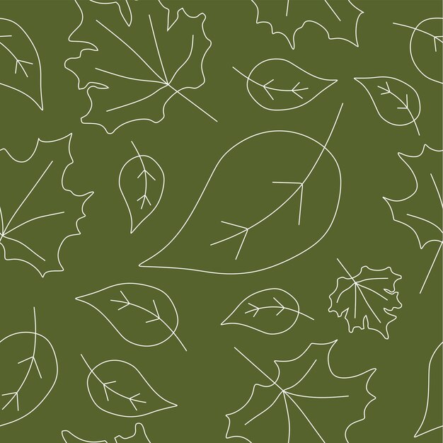 Patrón lineal sin costuras con hojas Fondo de follaje vectorial Ilustración en color para textiles