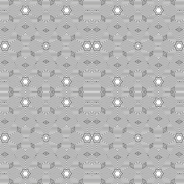 Patrón lineal ornamental Ilustración vectorial detallada Textura en blanco y negro sin fisuras Elemento de diseño Mandala