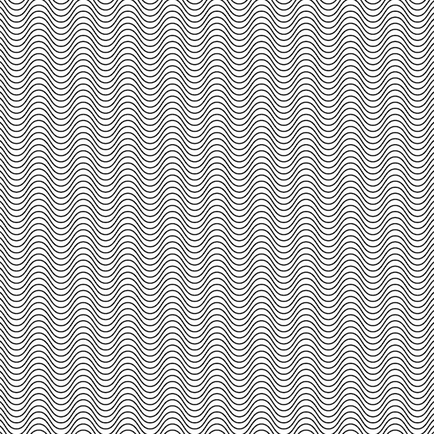 Patrón de líneas onduladas Curvas negras sin costuras Textura de ondas monocromáticas Fondo vectorial abstracto