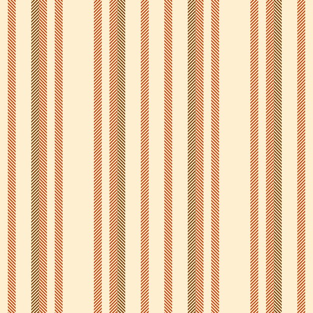 Patrón de líneas textiles de tela vectorial vertical con una textura de fondo sin costuras en colores almendra blanqueada y naranja