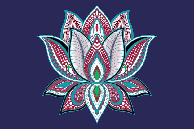 Patrón de lujo Batik Mehndi patrón de flor de loto mandala místico diseño tradicional de azulejos iznik han