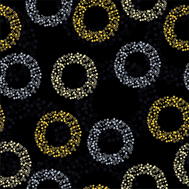 Patrón de lunares sobre fondo negro Patrón de brillo dorado transparente punteado clásico
