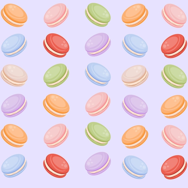 Patrón de macarrones coloridos un dulce y hermoso postre Ilustración vectorial EPS10