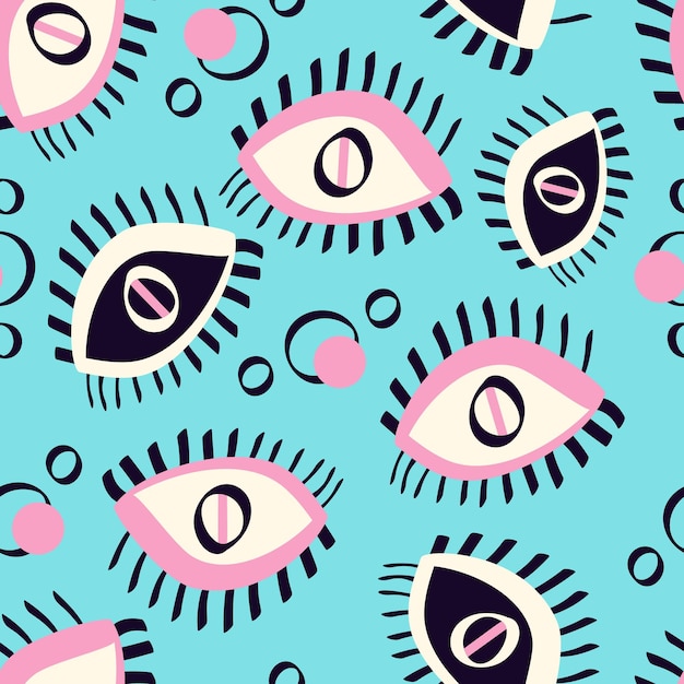 Patrón mágico étnico con ojos Ilustración vectorial