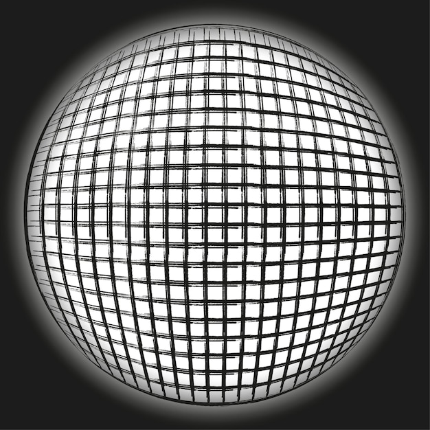 Patrón de malla esférica Vector de cuadrícula distorsionado Ilusión blanca negra Forma de perspectiva en 3D