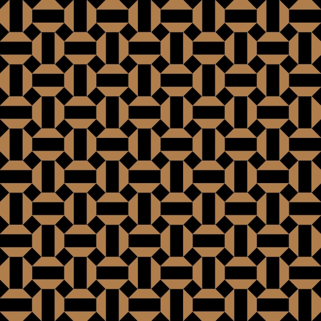Patrón de malla de rectángulo vintage de textura de cuadrícula repetible de cuadrados dorados y negros de lujo vectorial sin costuras