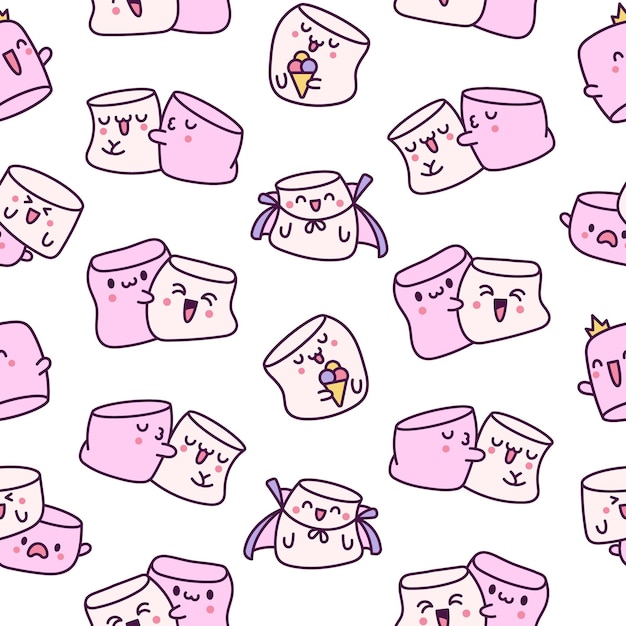 El patrón de malvavisco Kawaii sin costuras