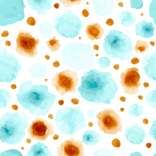 Vector patrón de manchas de acuarela azul claro y naranja