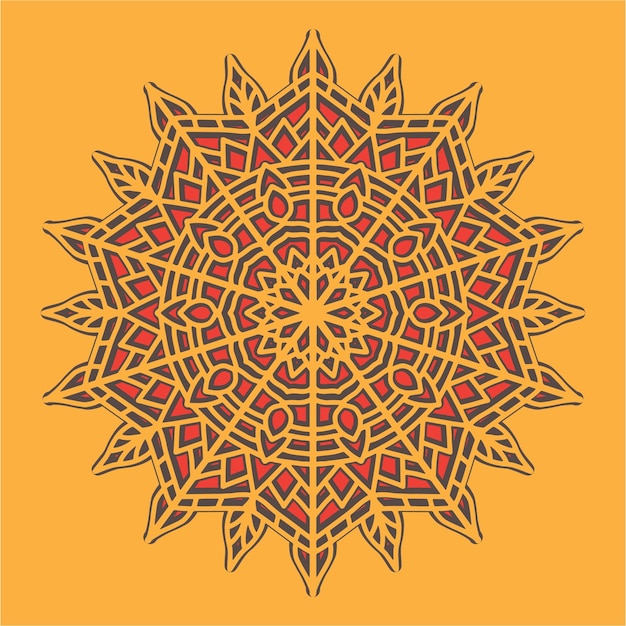 Patrón de mandala 3d cortado con láser.