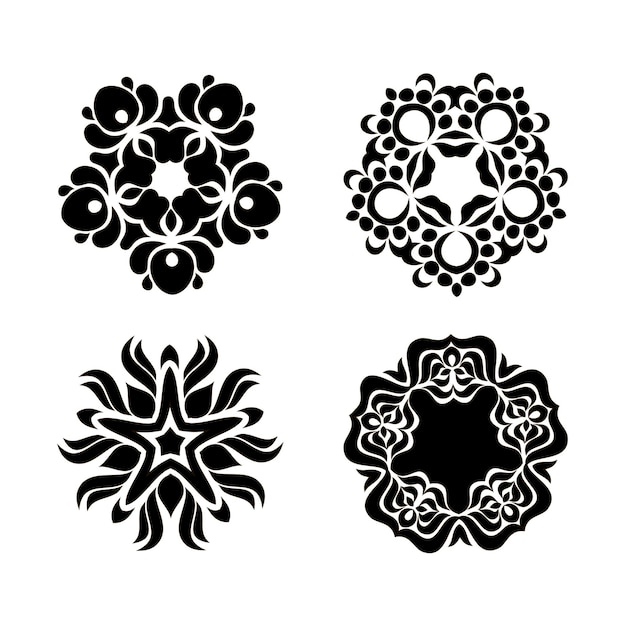 Patrón de mandala en blanco y negro Mandala negro para colorear arte Árabe Indio España Chino místico vintage redondo mandala Doodle figuras florales ornamentales conjunto