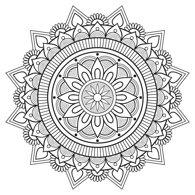 Patrón de mandala en blanco y negro