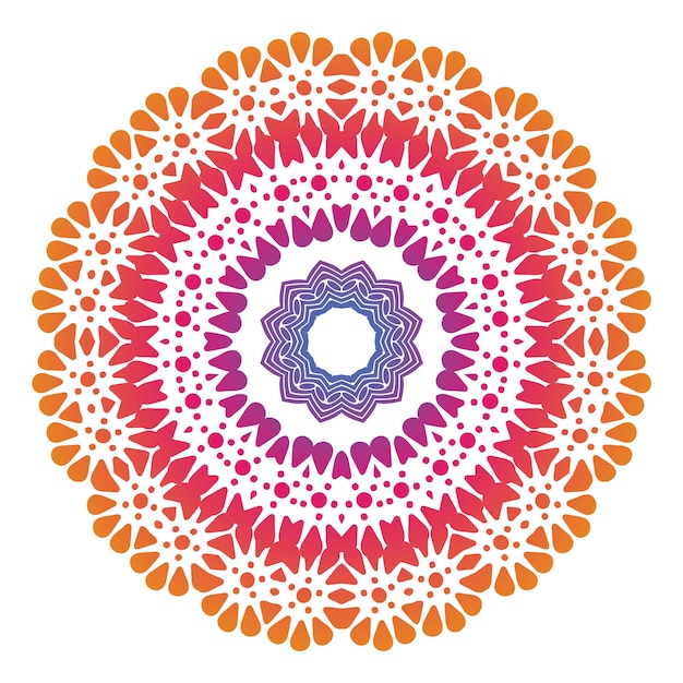 Vector patrón de mandala de color gradiente en un fondo blanco aislado