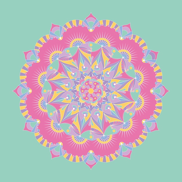 Patrón de mandala de color pastel aislado Vector