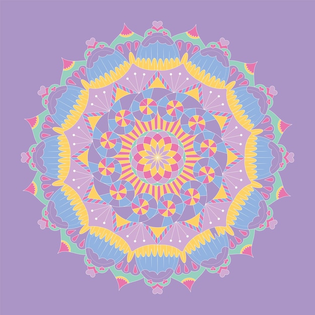 Patrón de mandala de color pastel aislado Vector