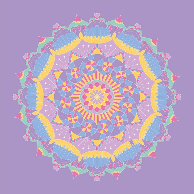 Patrón de mandala de color pastel aislado Vector