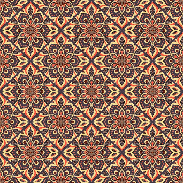 Patrón de mandala dibujado a mano sin costuras.