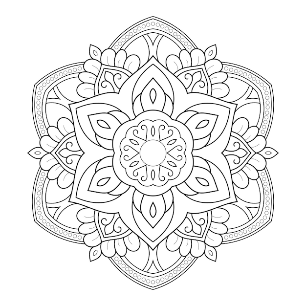 Vector patrón de mandala de diseño de fondo floral con arte de línea en blanco y negro indio de estilo étnico árabe