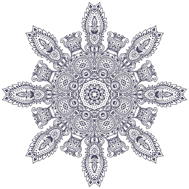 Patrón de mandala de elementos florales de henna basados en adornos tradicionales asiáticos.