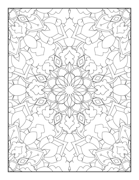 Patrón de mandala floral para colorear Página para colorear floral Libro para colorear para adultos