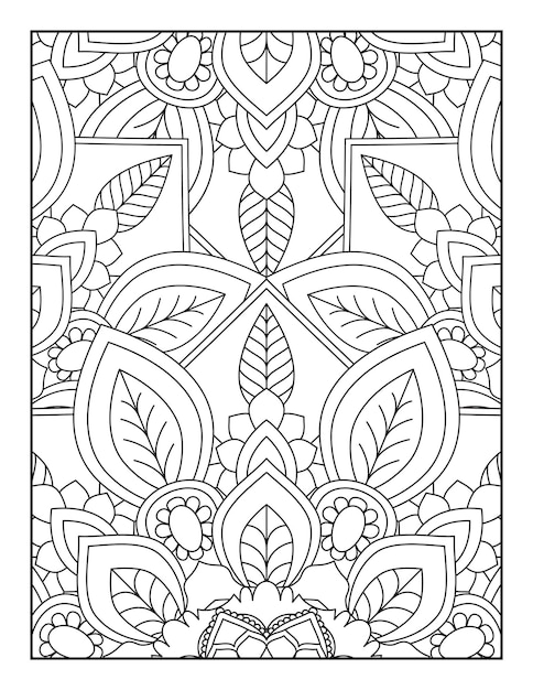 Patrón de mandala floral para colorear Página para colorear floral Libro para colorear para adultos