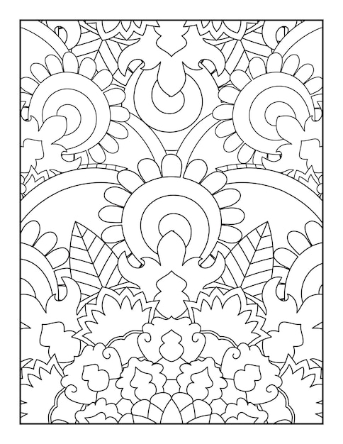 Patrón de mandala floral para colorear página para colorear floral libro para colorear para adultos