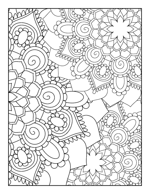 Patrón de mandala floral para colorear página