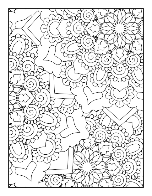 Patrón de mandala floral para colorear página