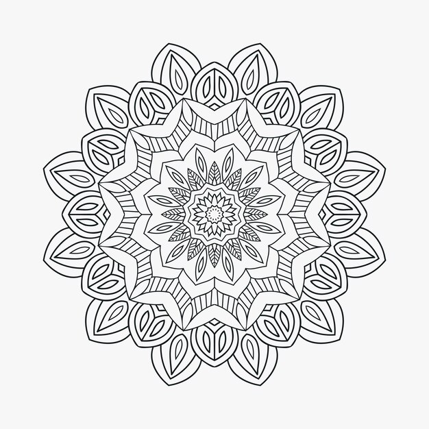 Patrón de mandala floral decorativo para colorear páginas Vector de ornamento de mandala de estilo indio tradicional Página para colorear para niños Decoración de mandala ornamento línea arte vector Mandala indio