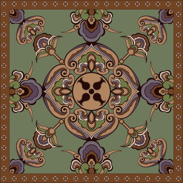 Patrón de mandala floral decorativo de la dinastía Tang china