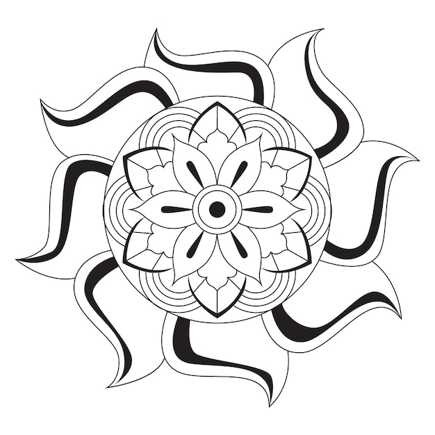 El patrón de mandala floral Ornamento redondo decorativo con flores con libro de colorear