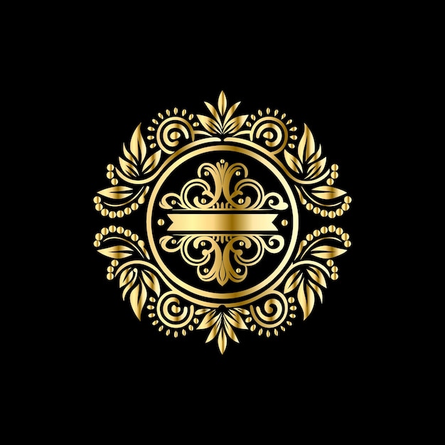Patrón de mandala en un fondo negro Elemento decorativo para el diseño Ornamento de lujo
