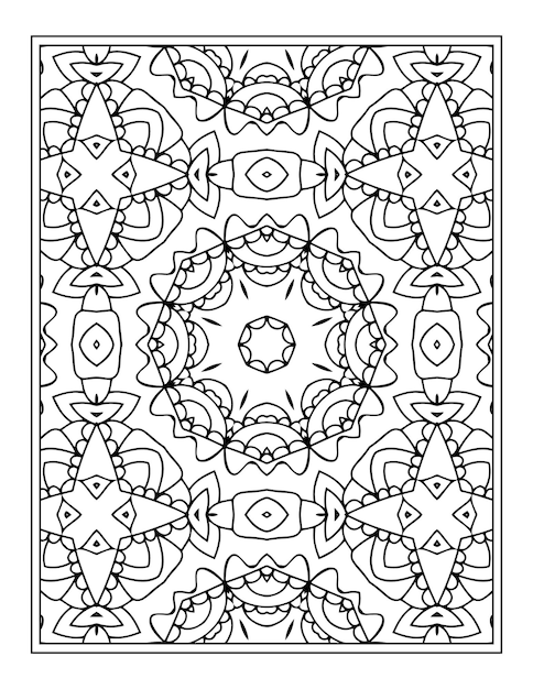 Patrón de mandala indio en blanco y negro para colorear
