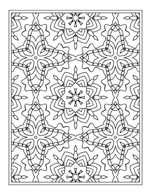 Patrón de mandala indio en blanco y negro para colorear