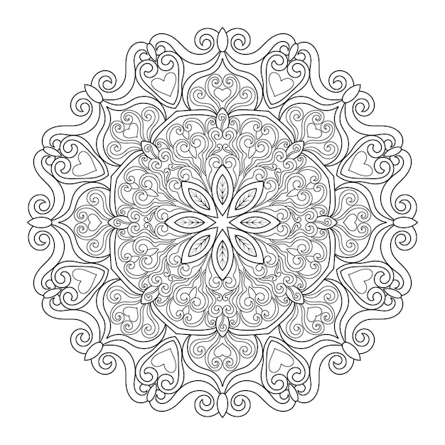 Patrón de mandala para libro de colorear Arte digital de mandala Ilustración de estencil