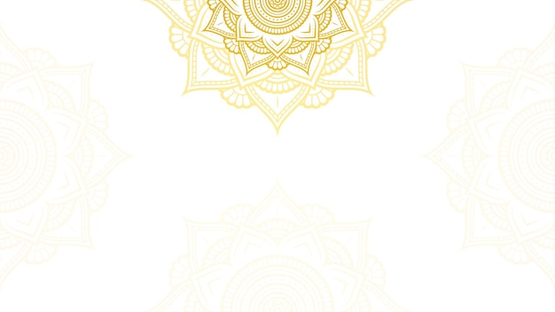 Patrón de mandala de loto dorado etéreo en fondo vectorial blanco dorado