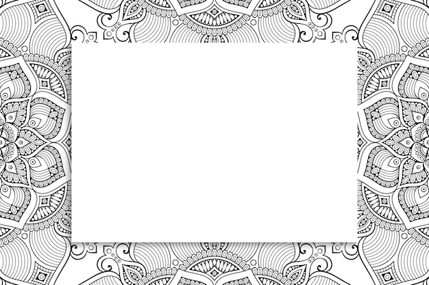 Vector patrón de mandala ornamental decorativo con copyspace.