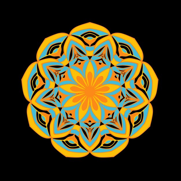 Patrón de mandala redondo Vector boho ilustración colorida Elemento de diseño étnico elegante
